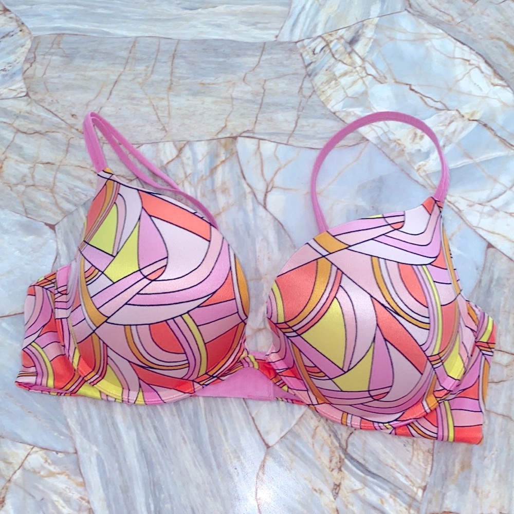 Rare VS VERY SEXY Pink Multi-color Push-Up Bra 32B